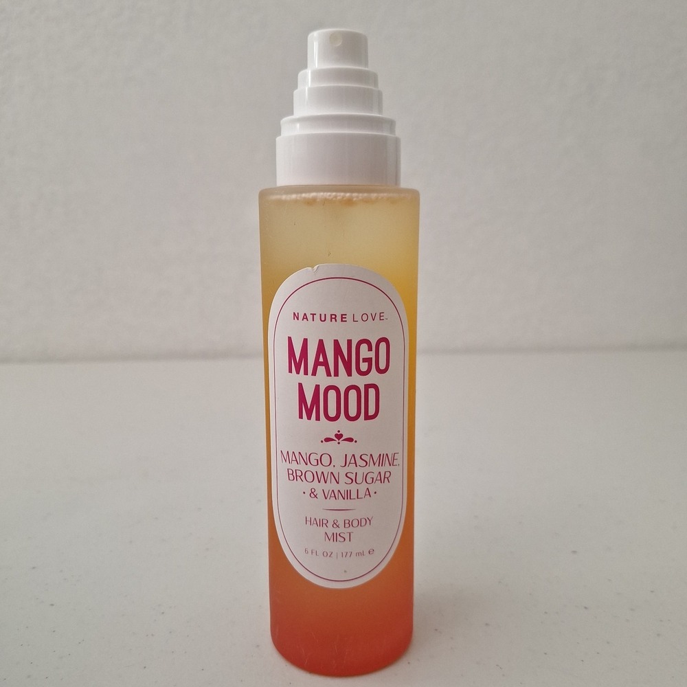 Nature Love Mango Mood Hair and Body Mist, Glass Bottle, No Cap 6 FL Oz